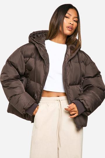 Hooded Padded Puffer Jacket chocolate