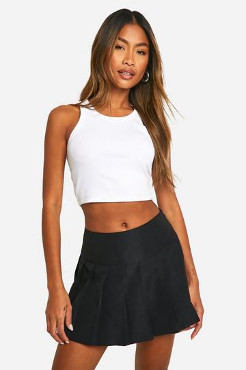 Low Rise Pleated Micro Mini Skirt black