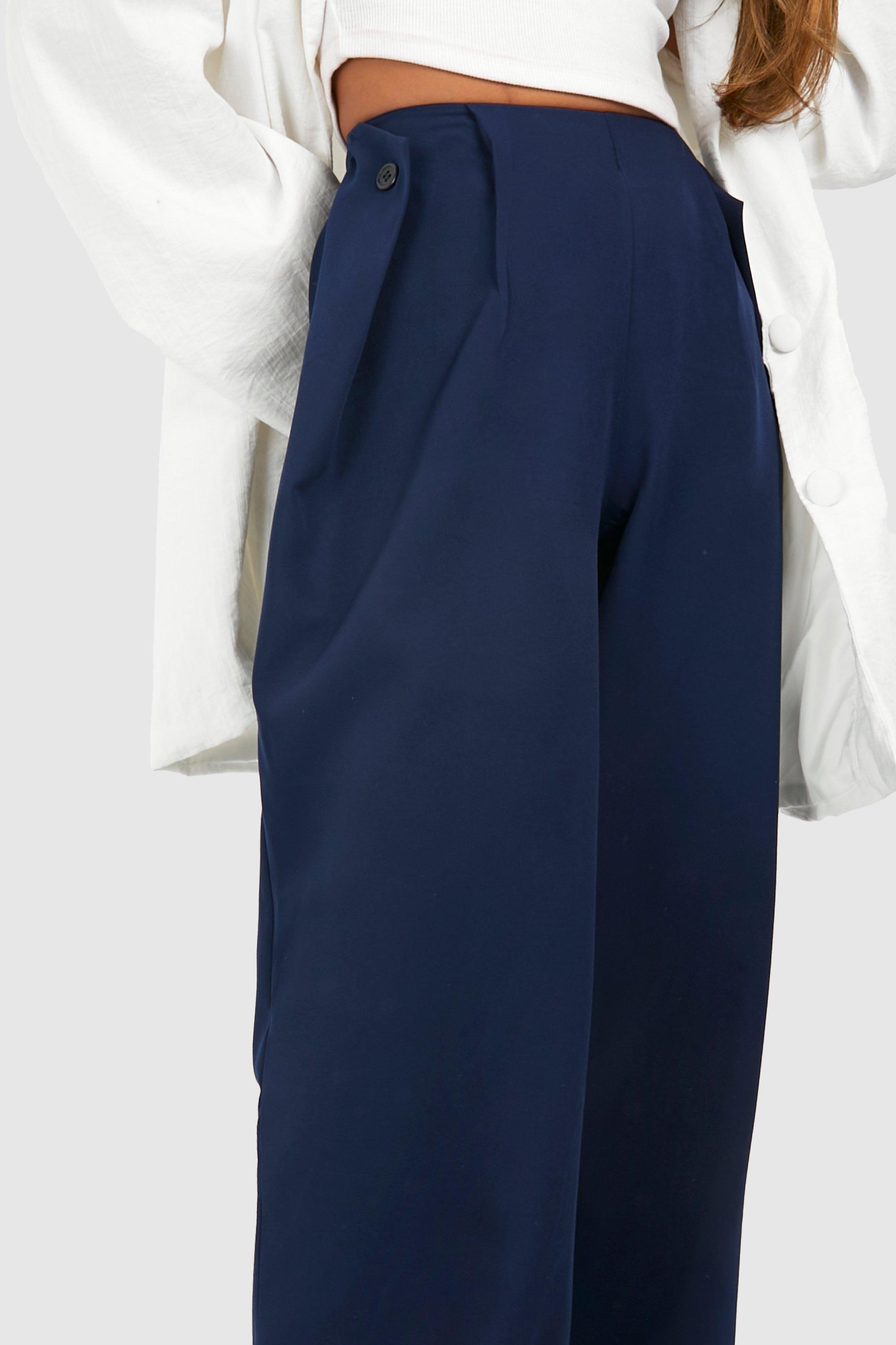 Waist Button Detail Wide Leg Pants | boohoo USA Waist Button Detail Wide Leg Pants | boohoo USA