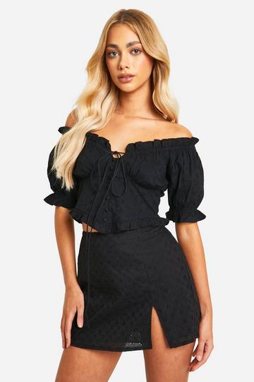 Eyelet Off The Shoulder Corset black