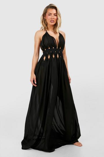 Black Rope Halterneck Beach Maxi Dress