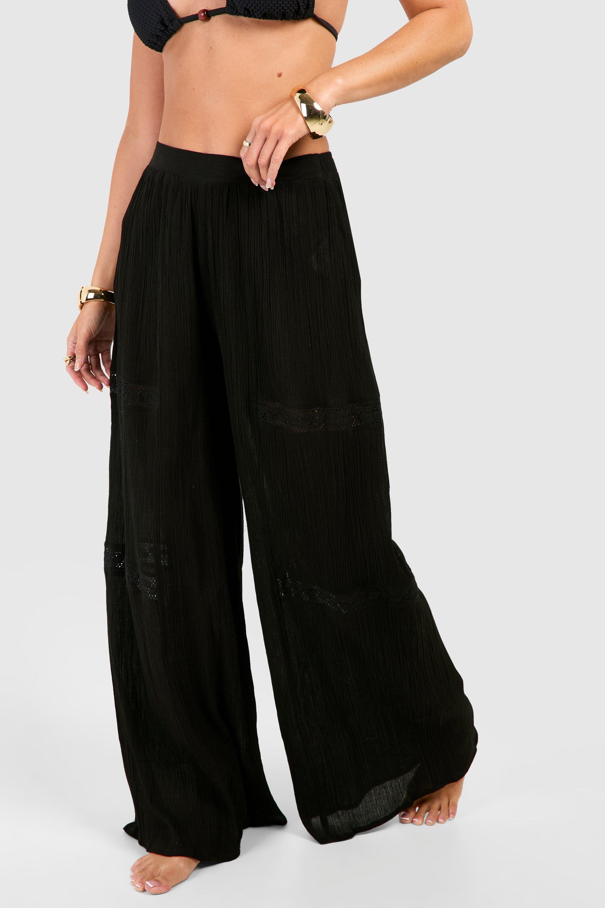 Black lace beach trousers online