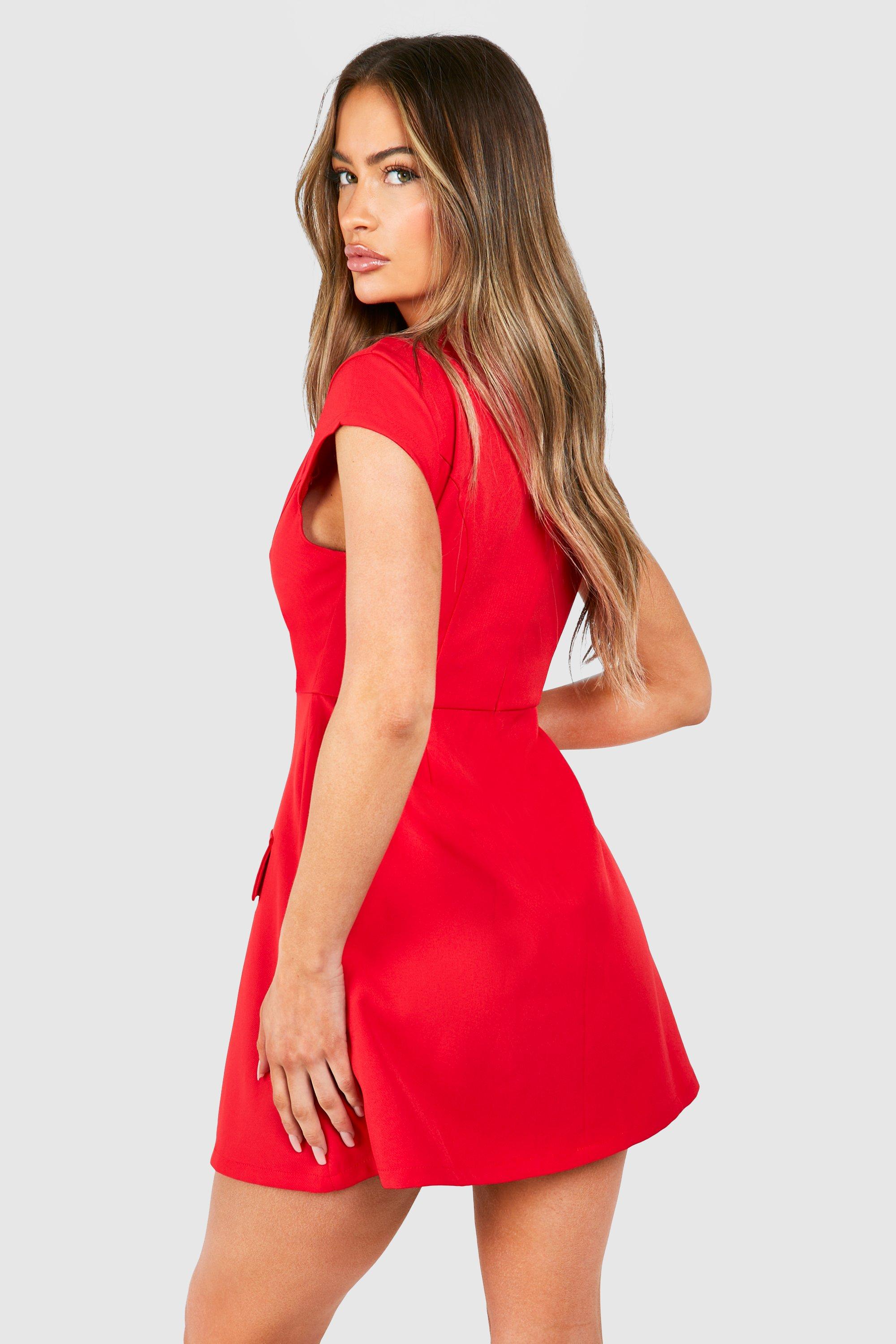 TAILORED MINI DRESS - Red