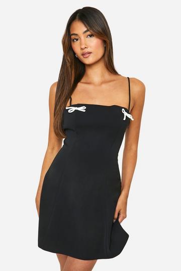 Contrast Bow Cami Slip Dress black