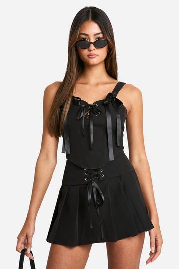 Ribbon Detail Boned Corset black