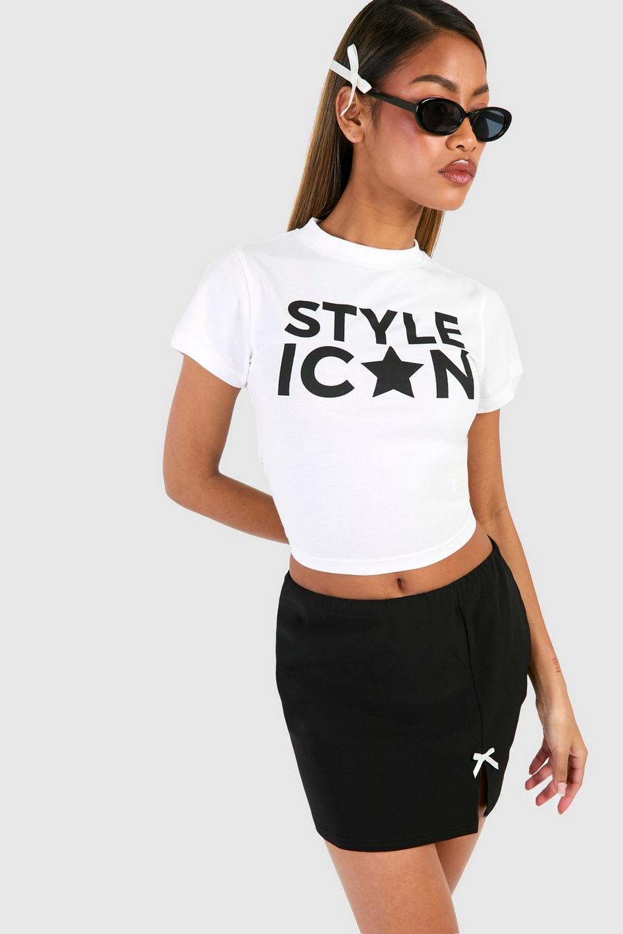 T-shirt corto con icona di stile, White image number 1
