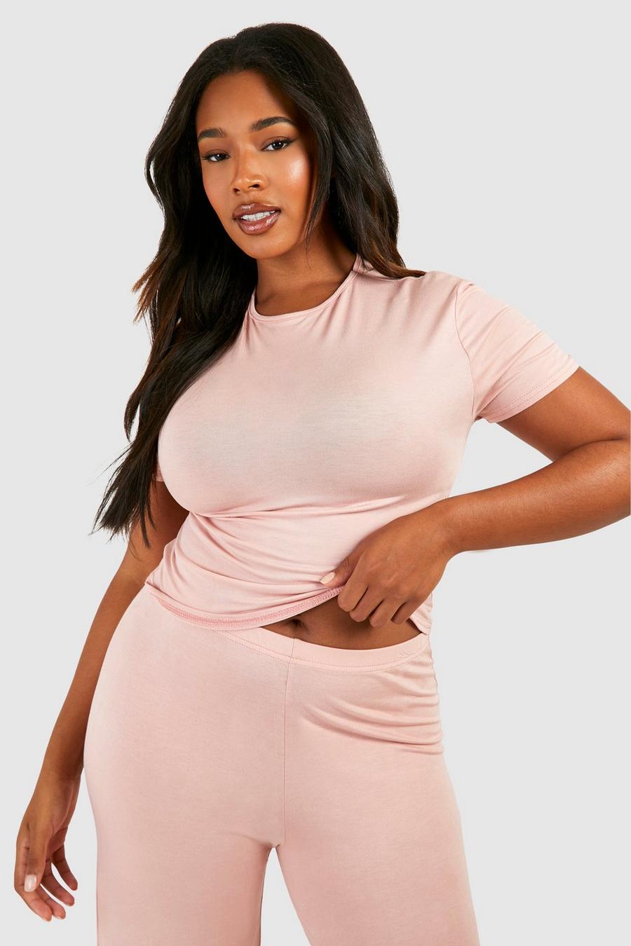 Blush Plus Peached Short Sleeve Mix & Match Pj Top   image number 1