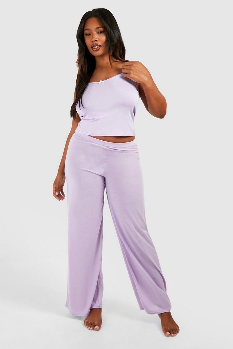 Pantaloni pigiama Plus Size Mix & Match a effetto vellutato, Lilac image number 1