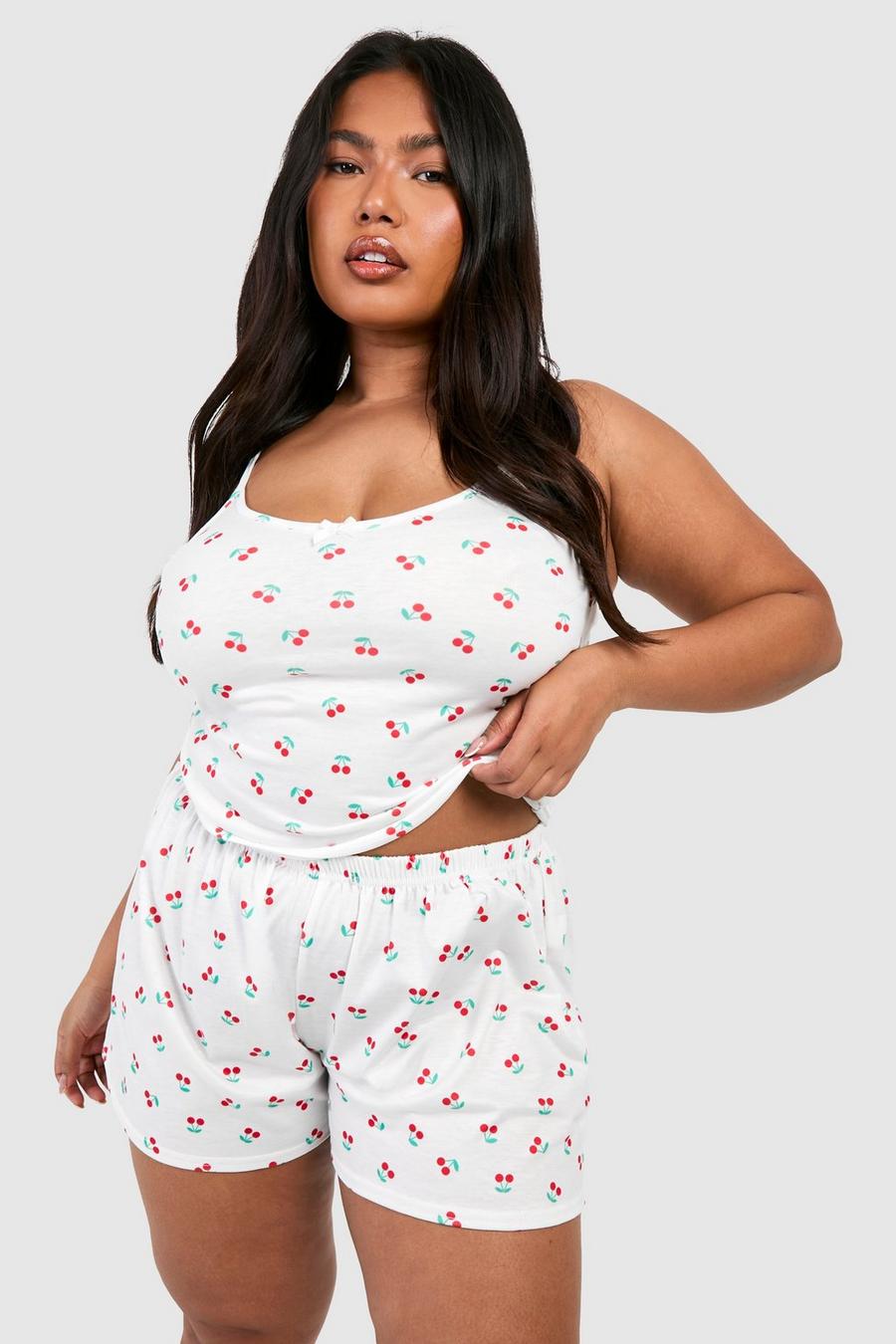 White Plus Peached Cherry Print Cami image number 1