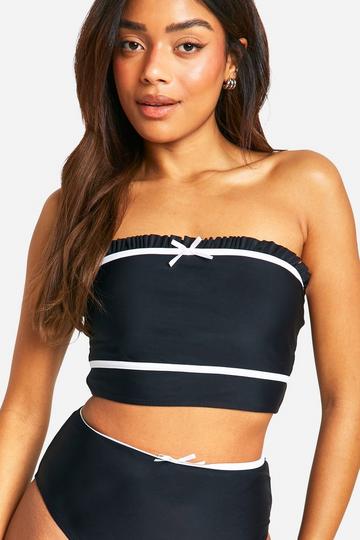 Black Ribbon Bow Bandeau Bikini Top