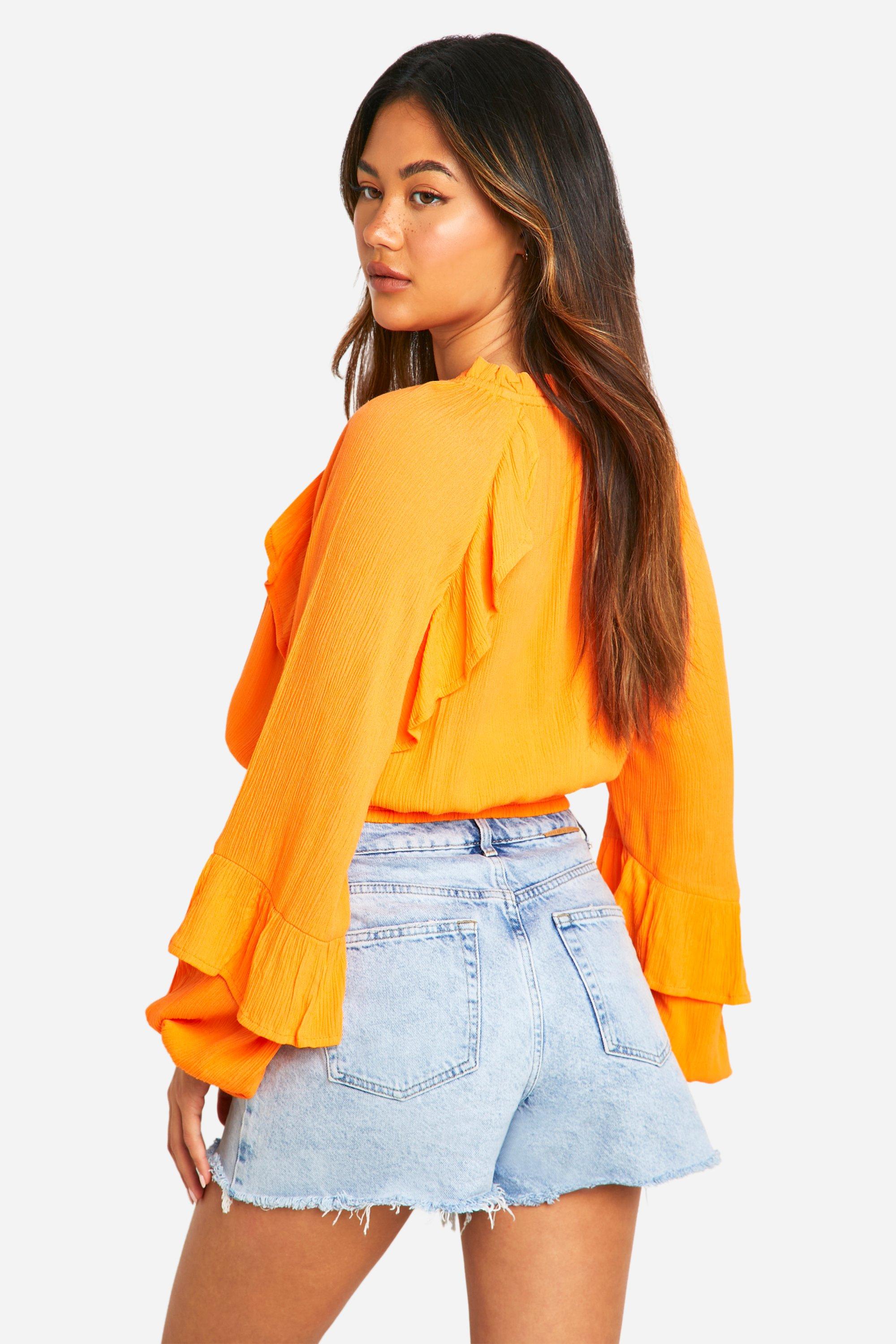 Cotton Ruffle Long Sleeve Top