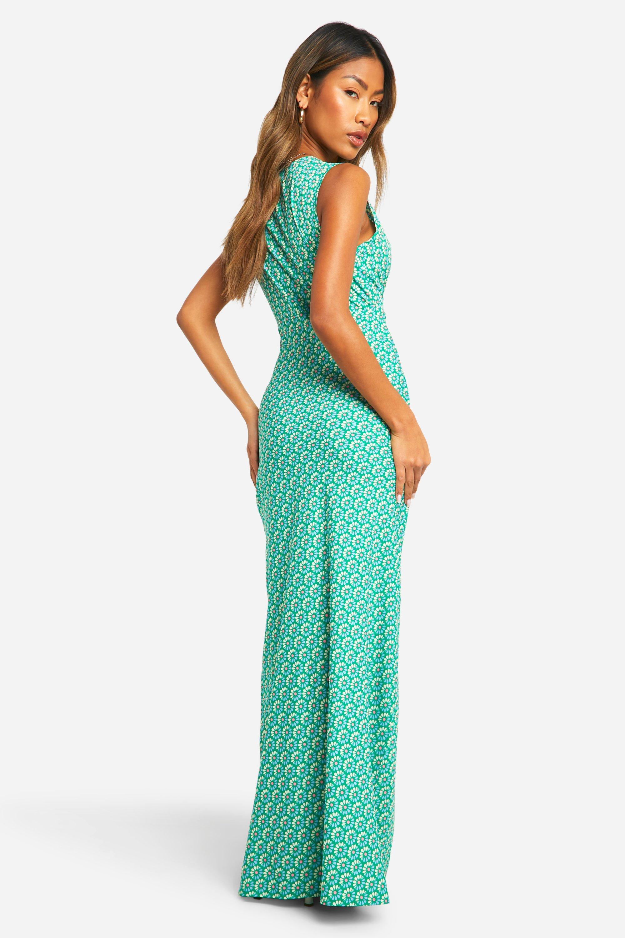 V Neck Floral Maxi Slip Dress | boohoo