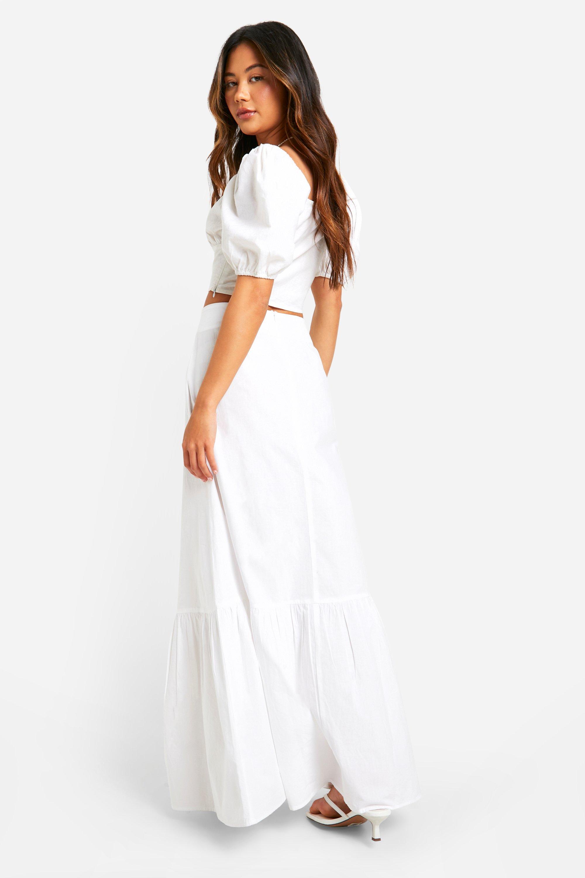 Boohoo white maxi skirt hotsell