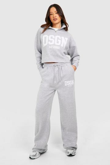 Grey Tall Dsgn Studio Half Zip Sweat & Jogger Tracksuit