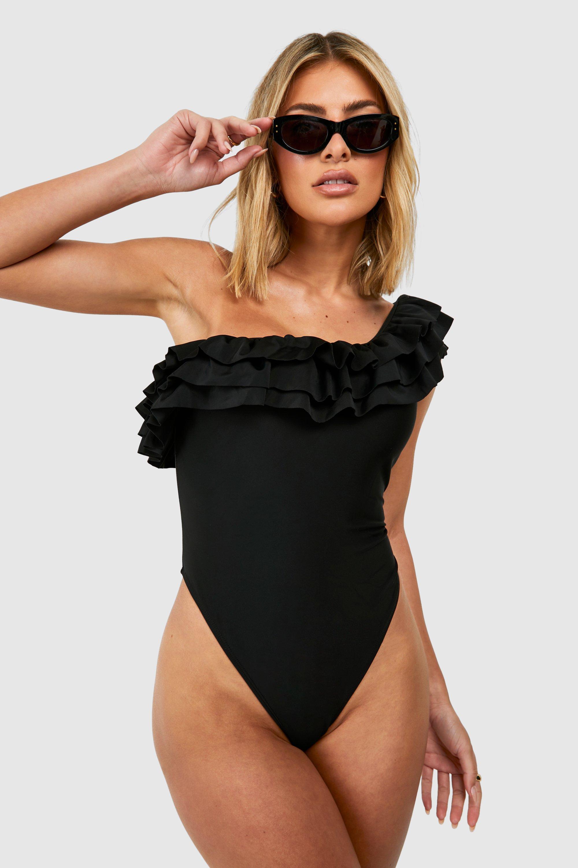 Off the shoulder ruffle one piece swimsuit online