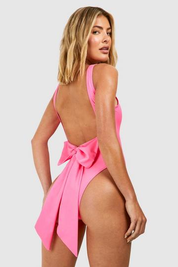 Bridal Bow Scoop Swimsuit pink