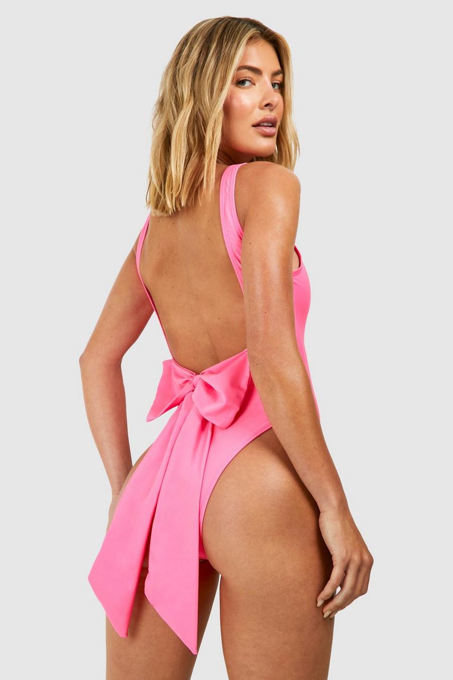 Pink Bridal Bow Scoop Swimsuit
