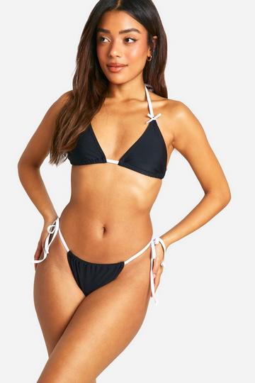 Ribbon Bow Triangle Bikini Set black