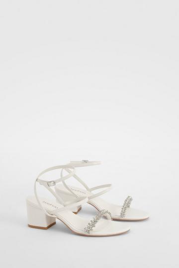 Embellished Detail Low Block 2 Part Heels white