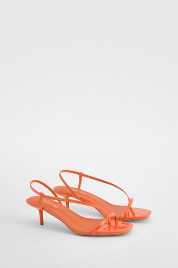 Orange Skinny Strap Square Toe Low Heels