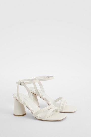 Statement Padded Strappy Mid Heels white