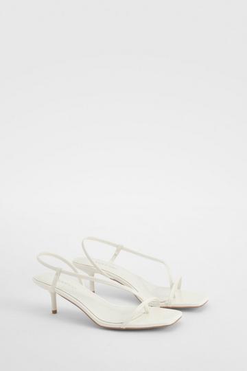 Skinny Strap Square Toe Low Heels white