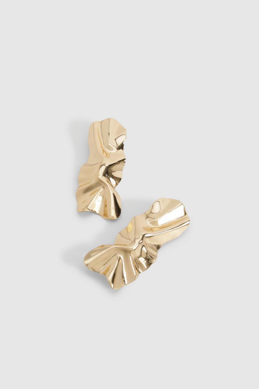 Gold Guldiga abstrakta rektangulära örhängen