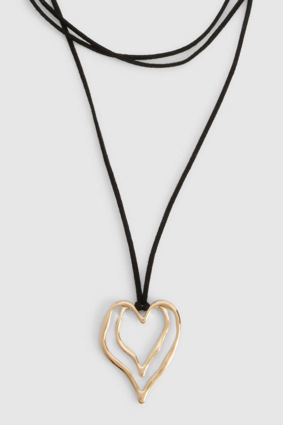 Gold Abstract Heart Rope Necklace  image number 1