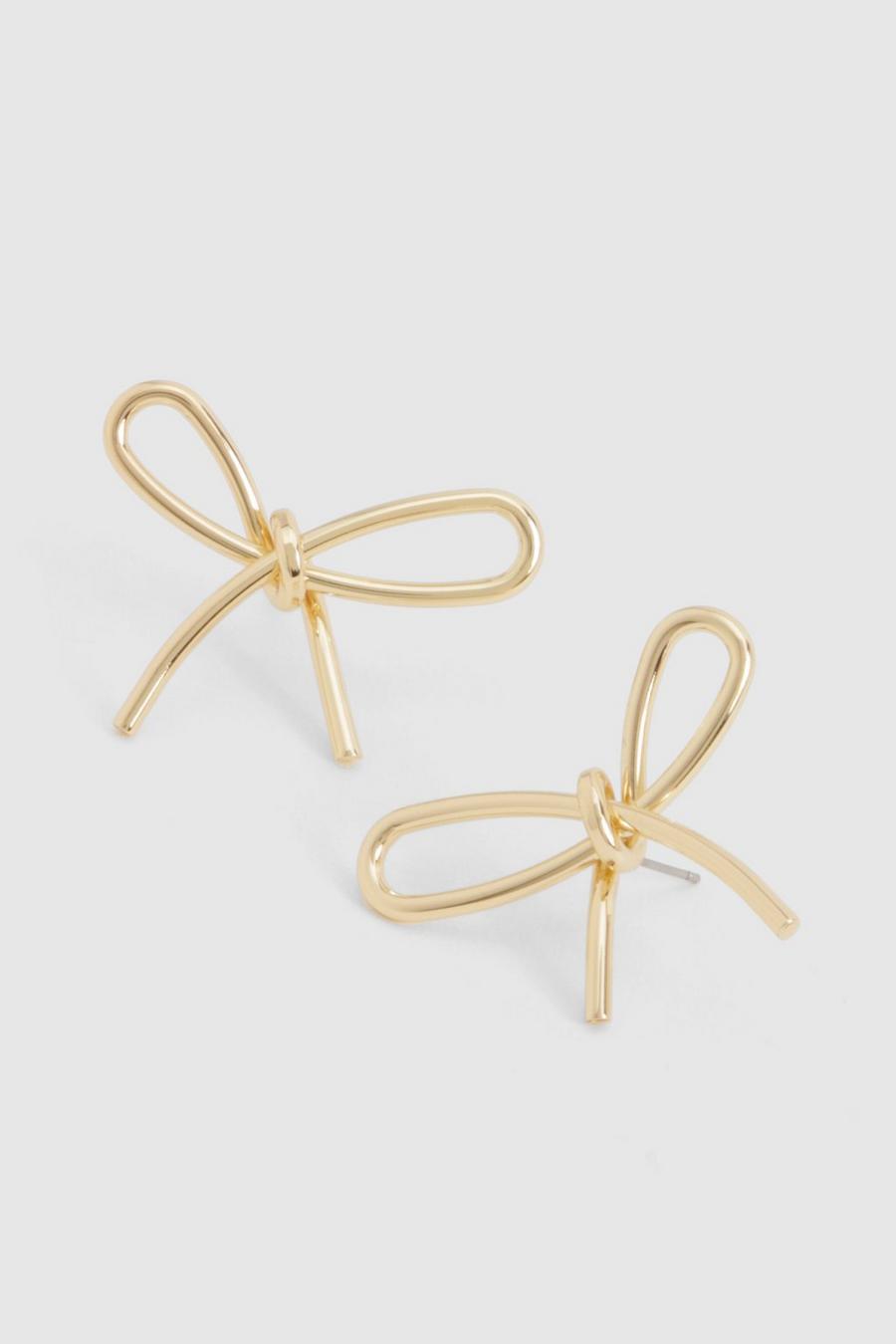 Gold Oversized Statement Knot Bow Earrings  image number 1