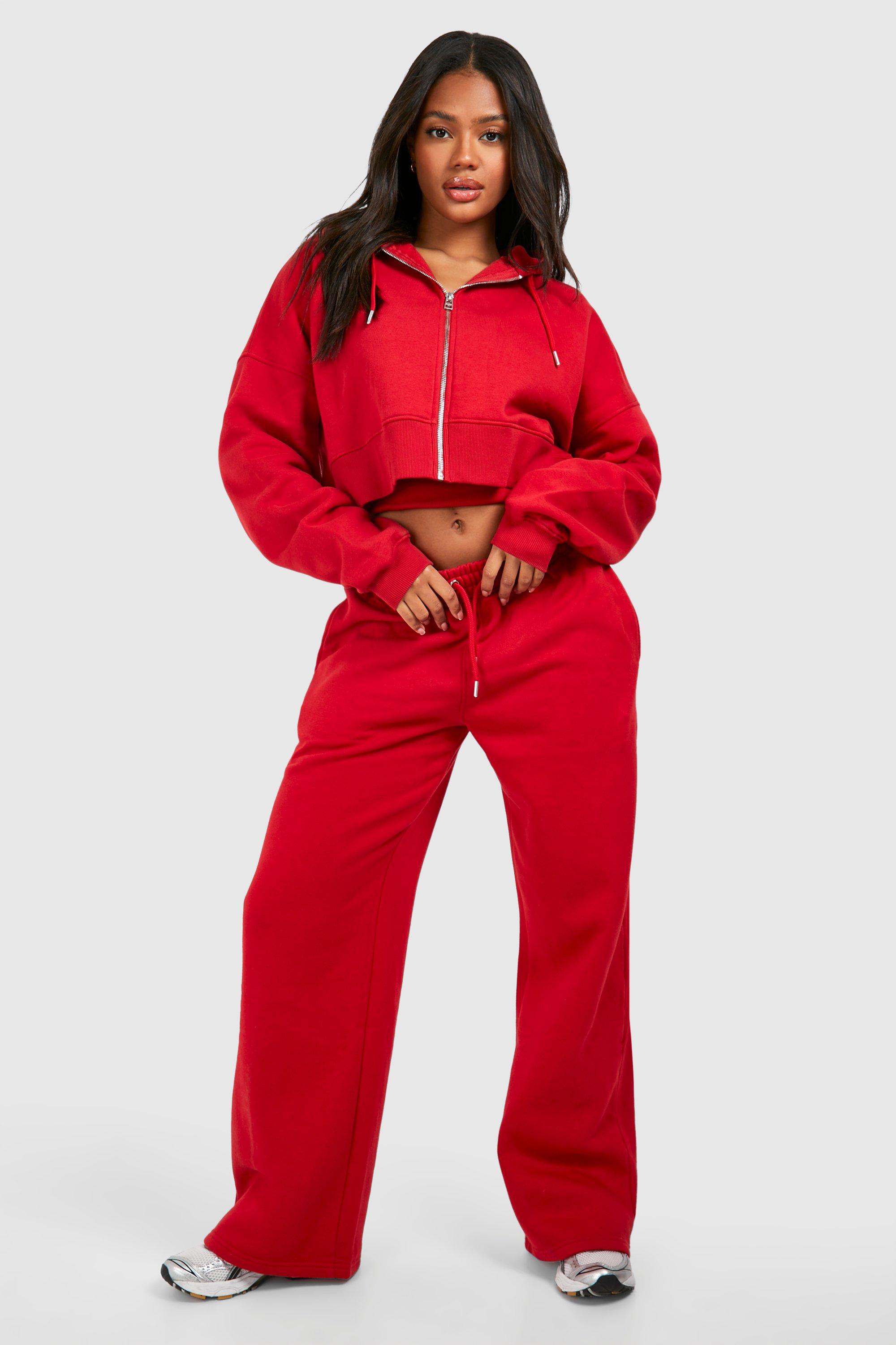 Ribbed V Neck Top 3 Piece Hooded Tracksuit boohoo IE