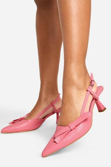 PU Bow Detail Slingback Court Shoes pink