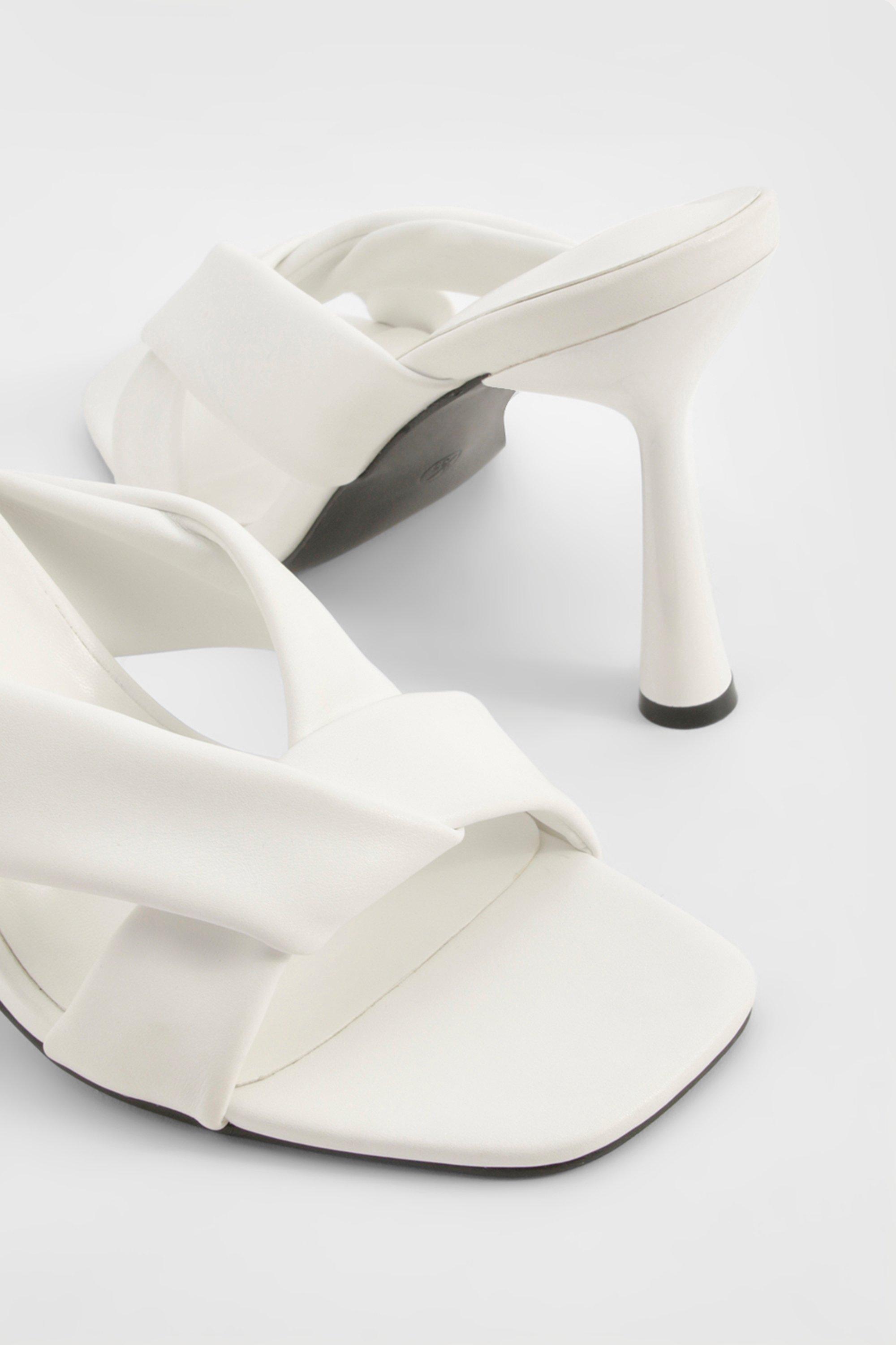 Padded Twist Front Heeled Mules