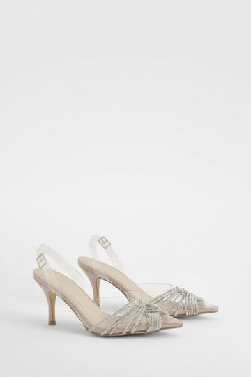 Versierde Transparante Pumps Met Hielbandjes nude