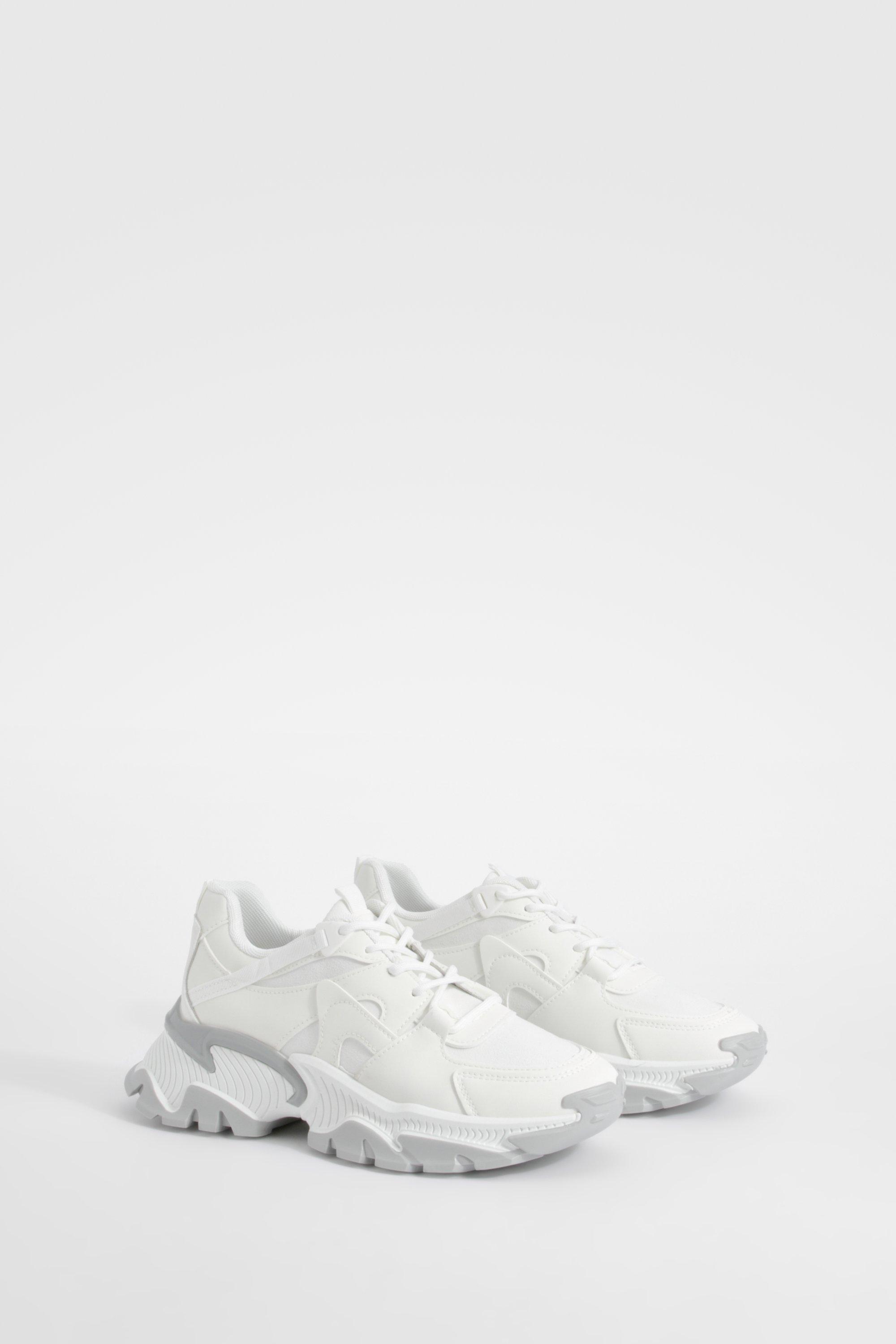 Boohoo white chunky trainers sale