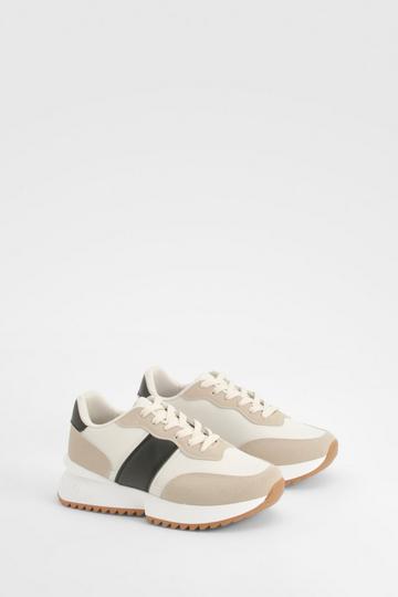 Contrast Panel Sporty Sneakers beige