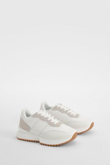 Contrast Panel Sporty Sneakers white