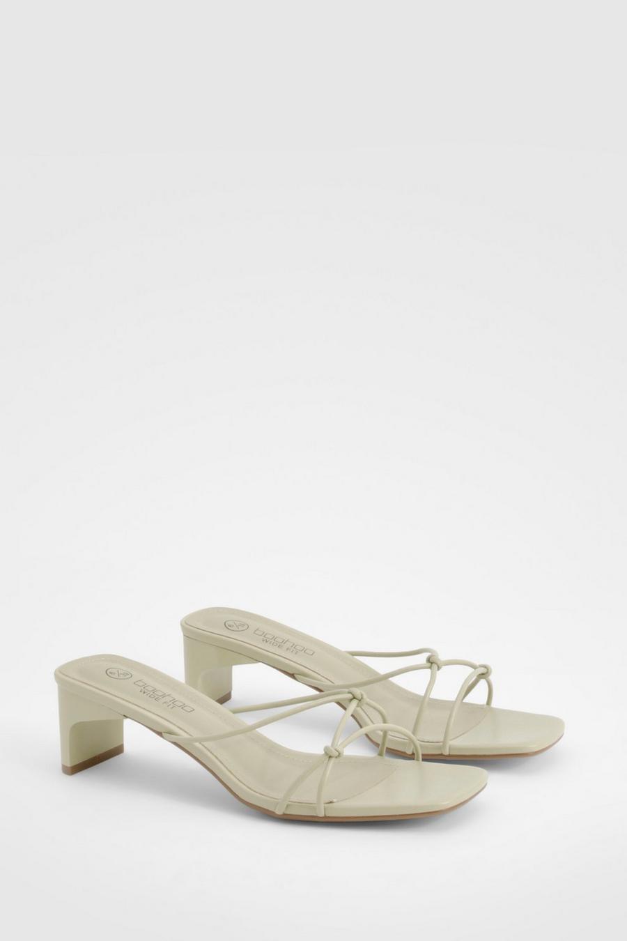 Sage Wide Fit Knot Detail Low Heeled Mules   