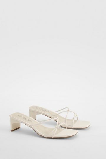 Wide Width Knot Detail Low Heeled Mules ecru