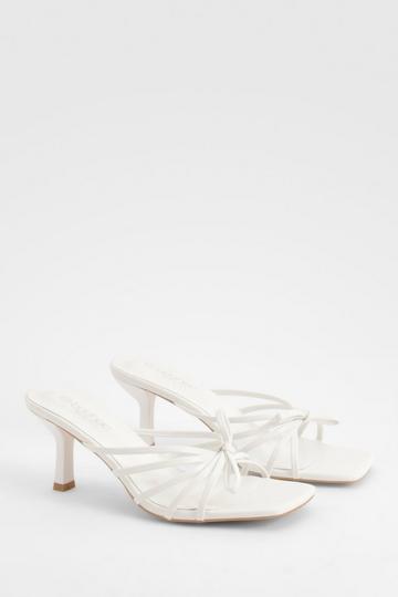 Wide Fit Bow Detail Heeled Mules white