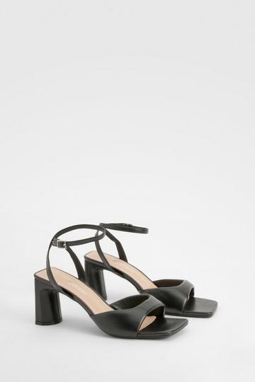 Black Padded Strap Flat Heel Sandals