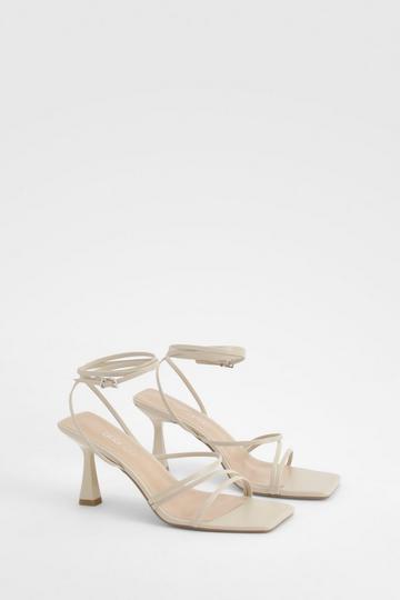 Wide Fit Strappy Mid Height Heels cream