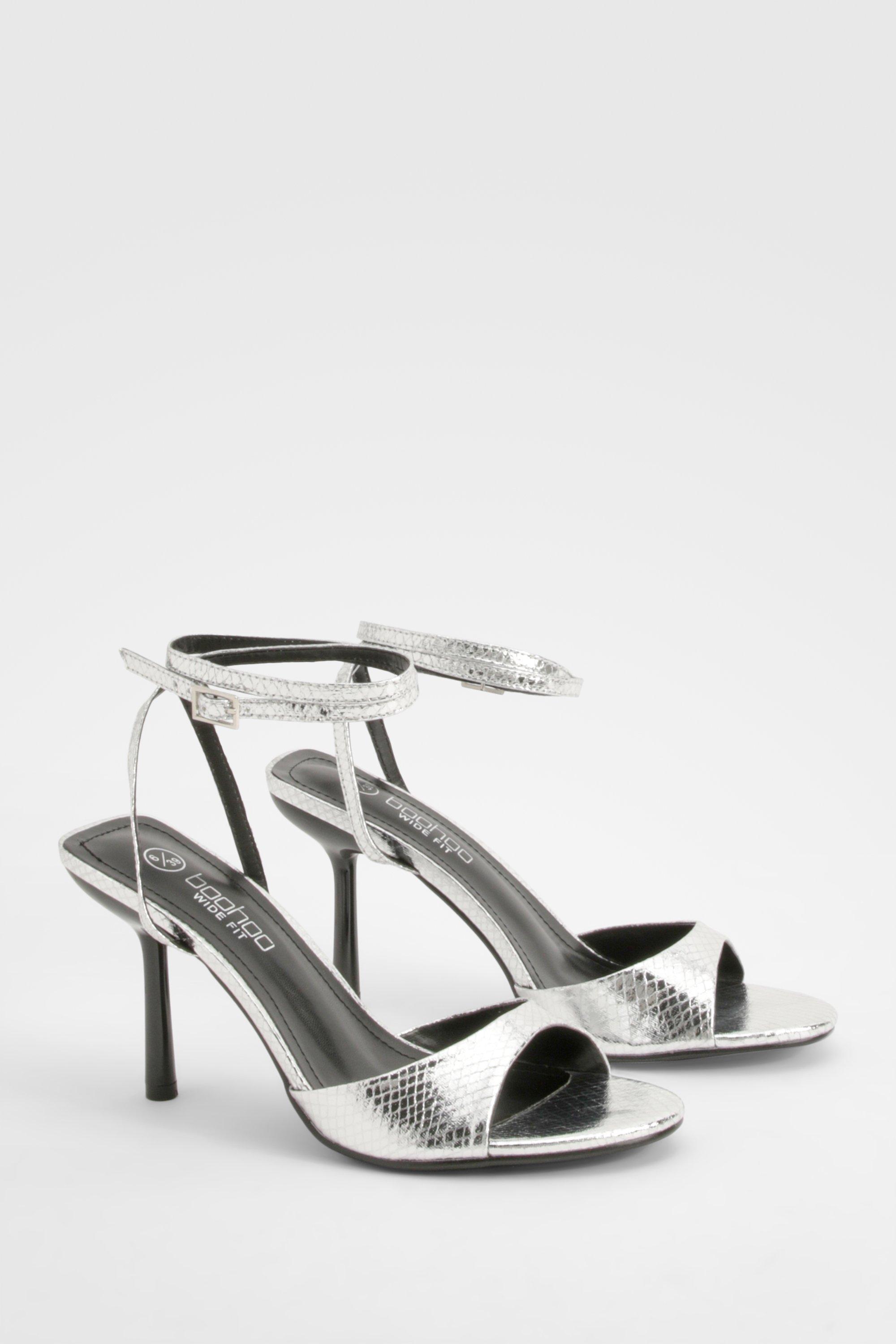 Wide Fit Metallic Snake 2 Part Heels boohoo NO