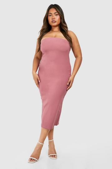 Plus Bandeau Bengaline Midi Jurk mauve