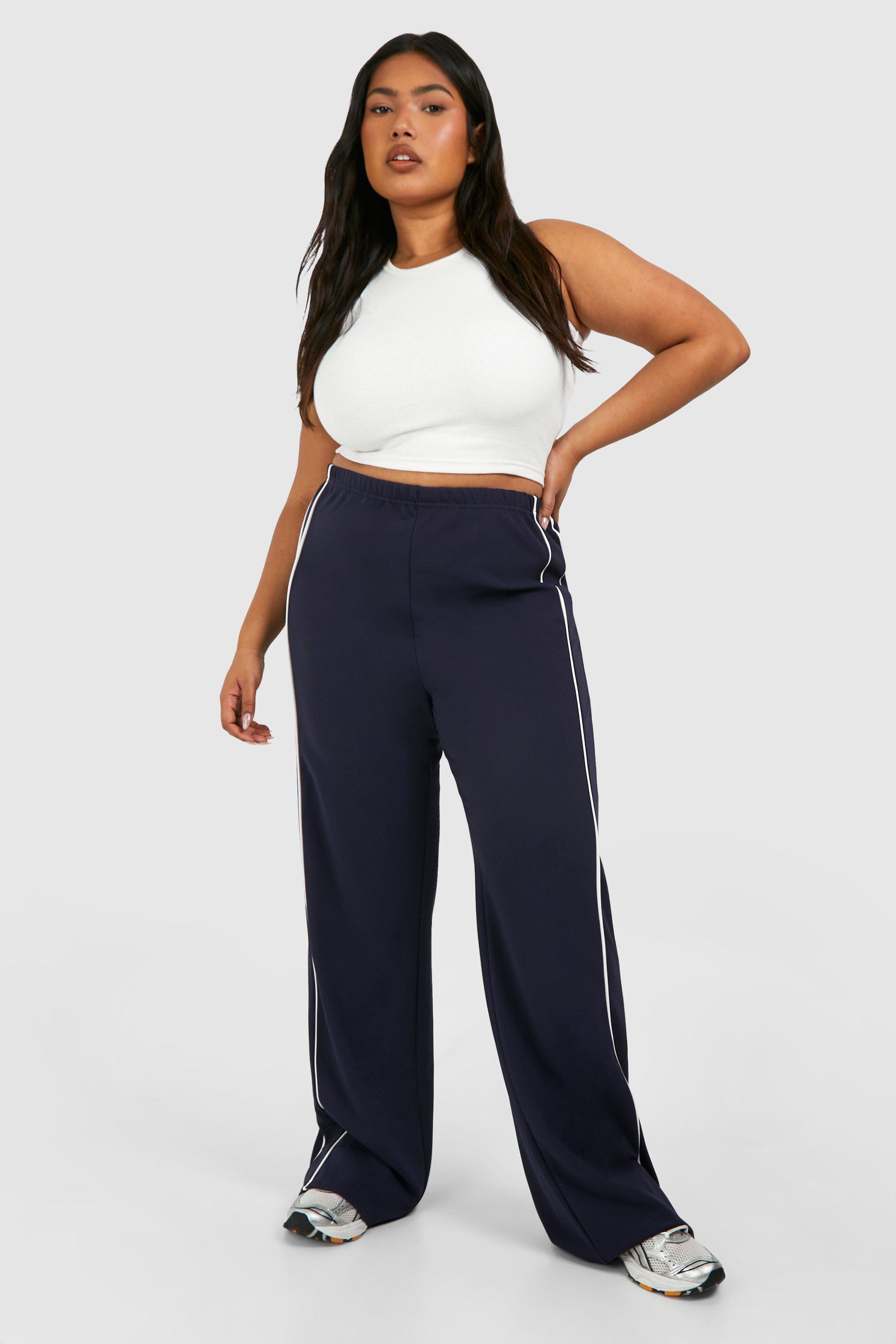 Plus Side Stripe Straight Leg Trouser boohoo
