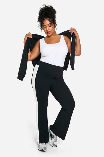 Plus Side Stripe Straight Leg Pants black