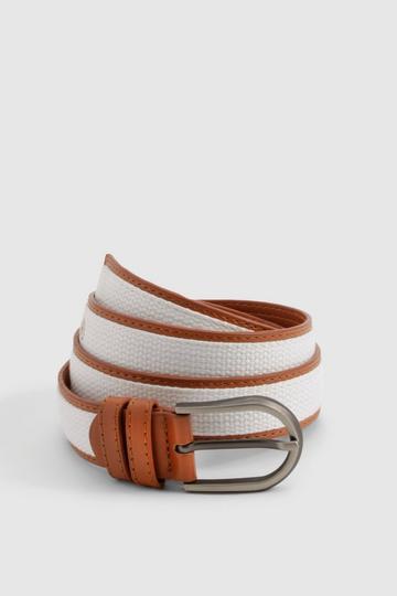 Canvas Riem Met Contrasterende Stiksels tan