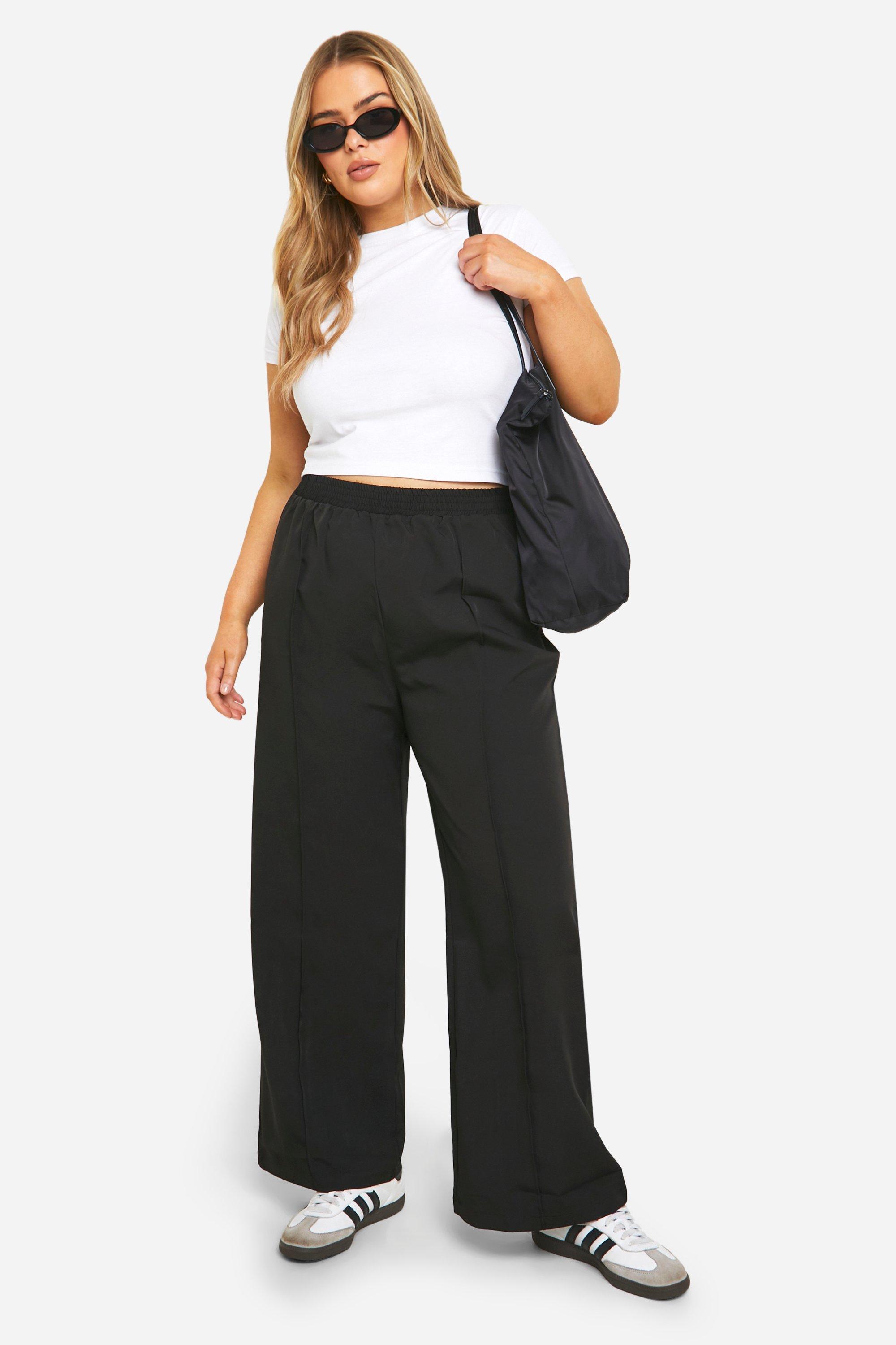 Plus Woven Seam Detail Wide Leg Trouser | boohoo