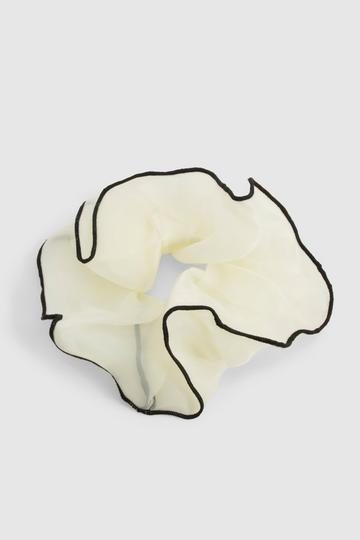 Contrast Organza Oversized Scrunchie ivory