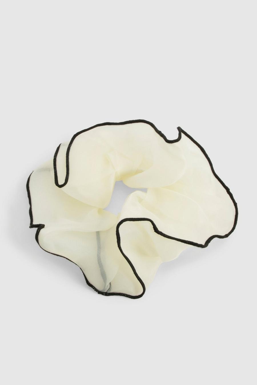 Ivory Contrast Organza Oversized Scrunchie  image number 1