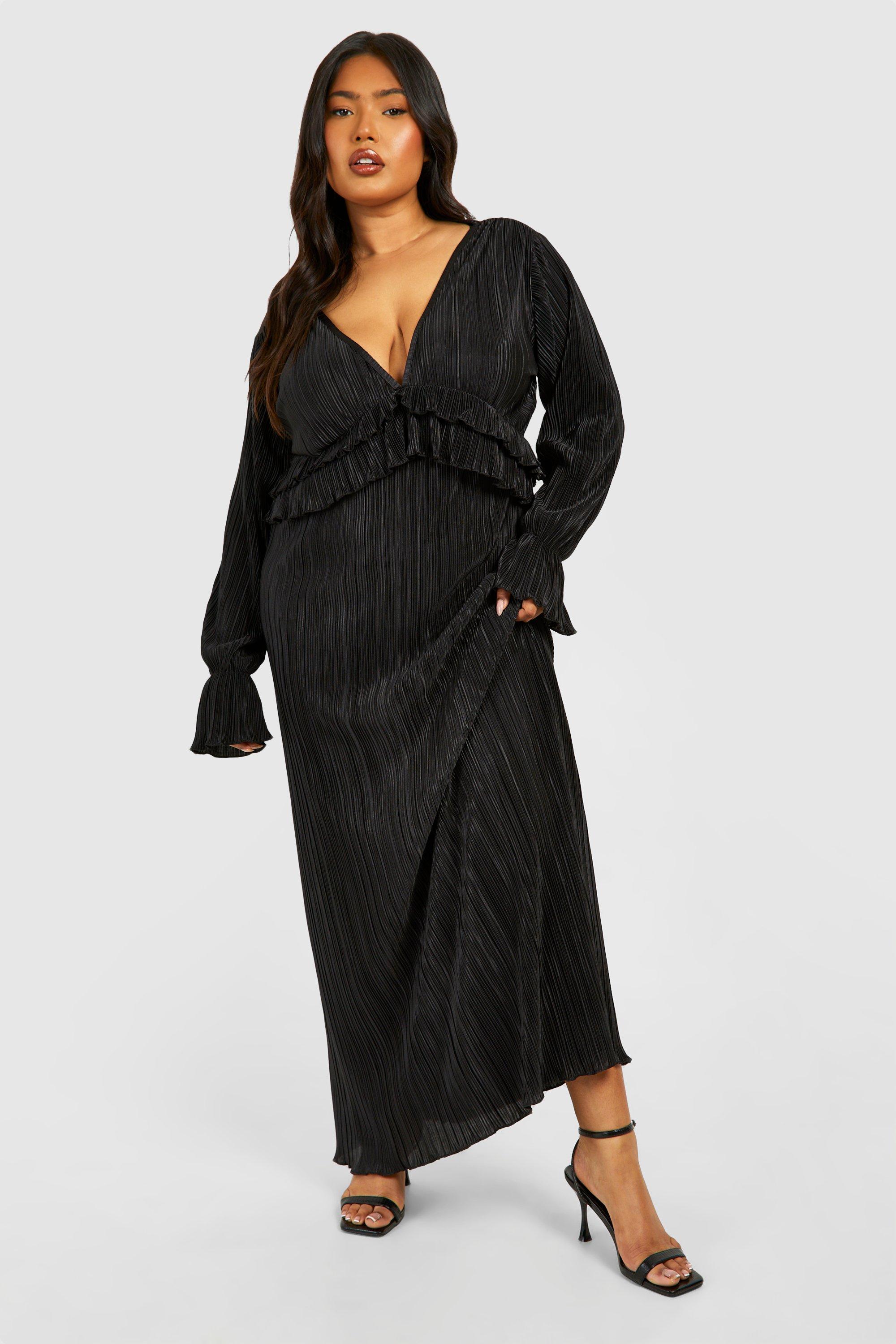 Boohoo black dress plus size best sale